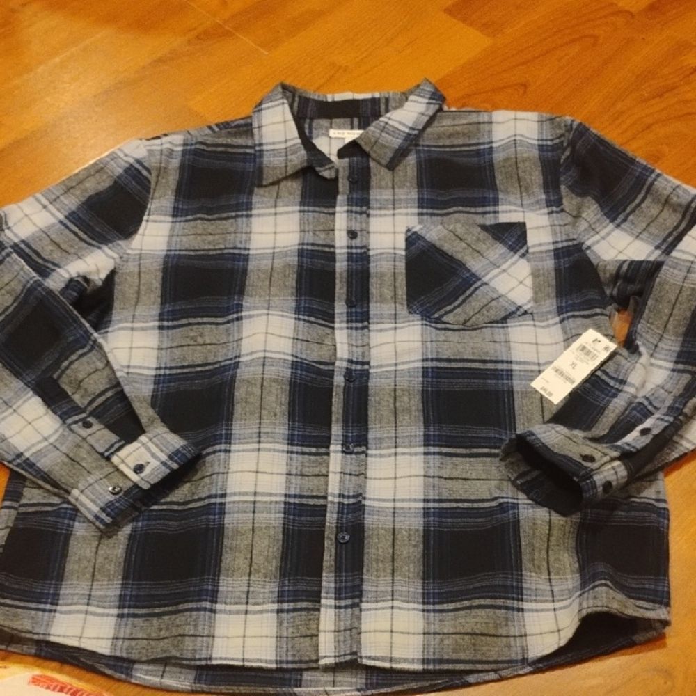 Men's Blue Plaid Casual Button Down Shirt